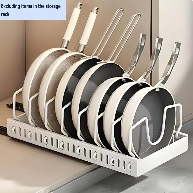 Adjustable Pull-Out Drawer Organizer, Adjustable Dividers, Expandable Kitchen and Bathroom Storage Cabinet with Adhesive, Easy Installation, Space-Saving Sliding Shelves