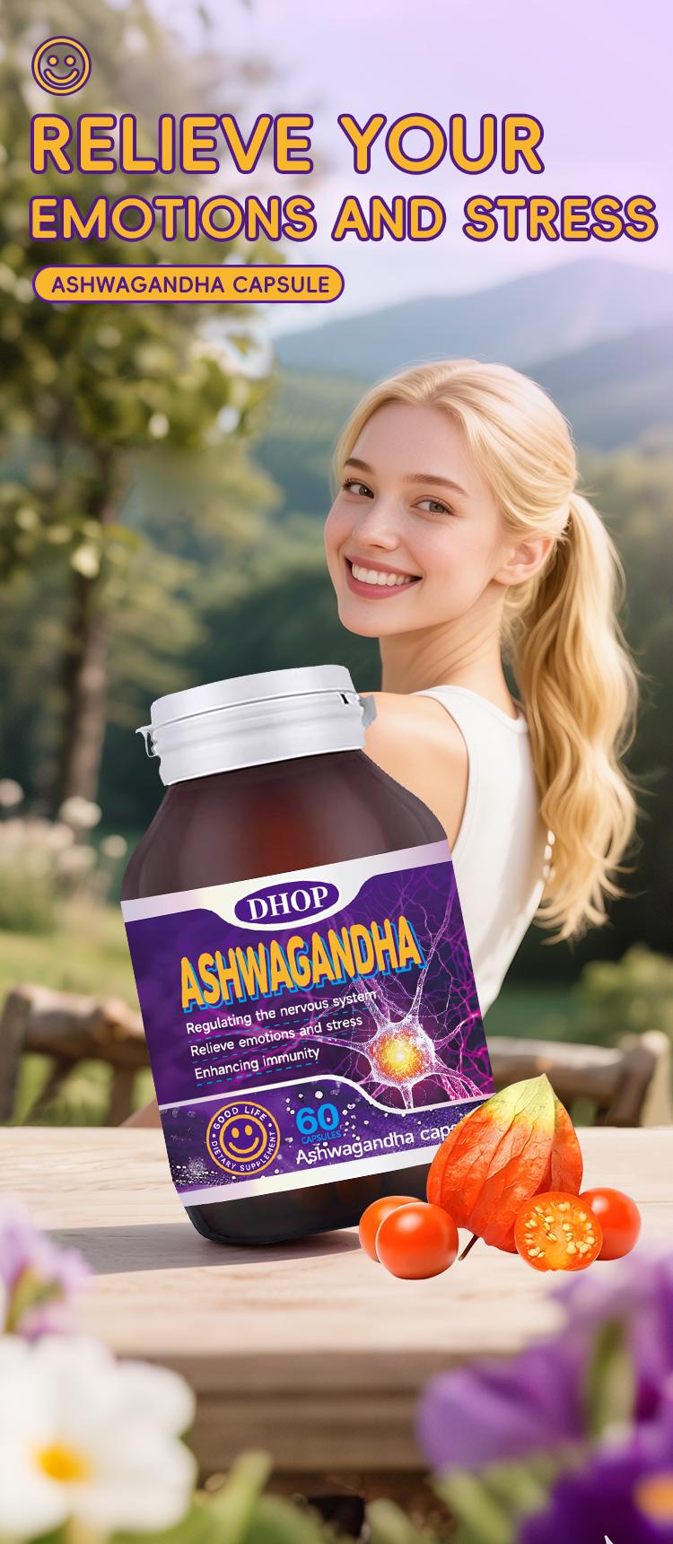 DHOP Premium Ashwagandha Capsules - 60 Count High Potency 5% Withanolides Extract for Nervous System Balance & Stress Relief DHOP Premium Ashwagandha Capsules - 60 Count High Potency 5% Withanolides Extract for Nervous System Balance & Stress Relief