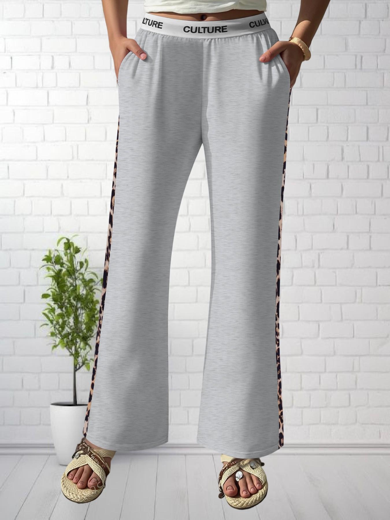 American Retro Leopard Print Straight Leg Pants, Lightweight Breathable Loose Fit, Summer Streetwear Casual Long Pants