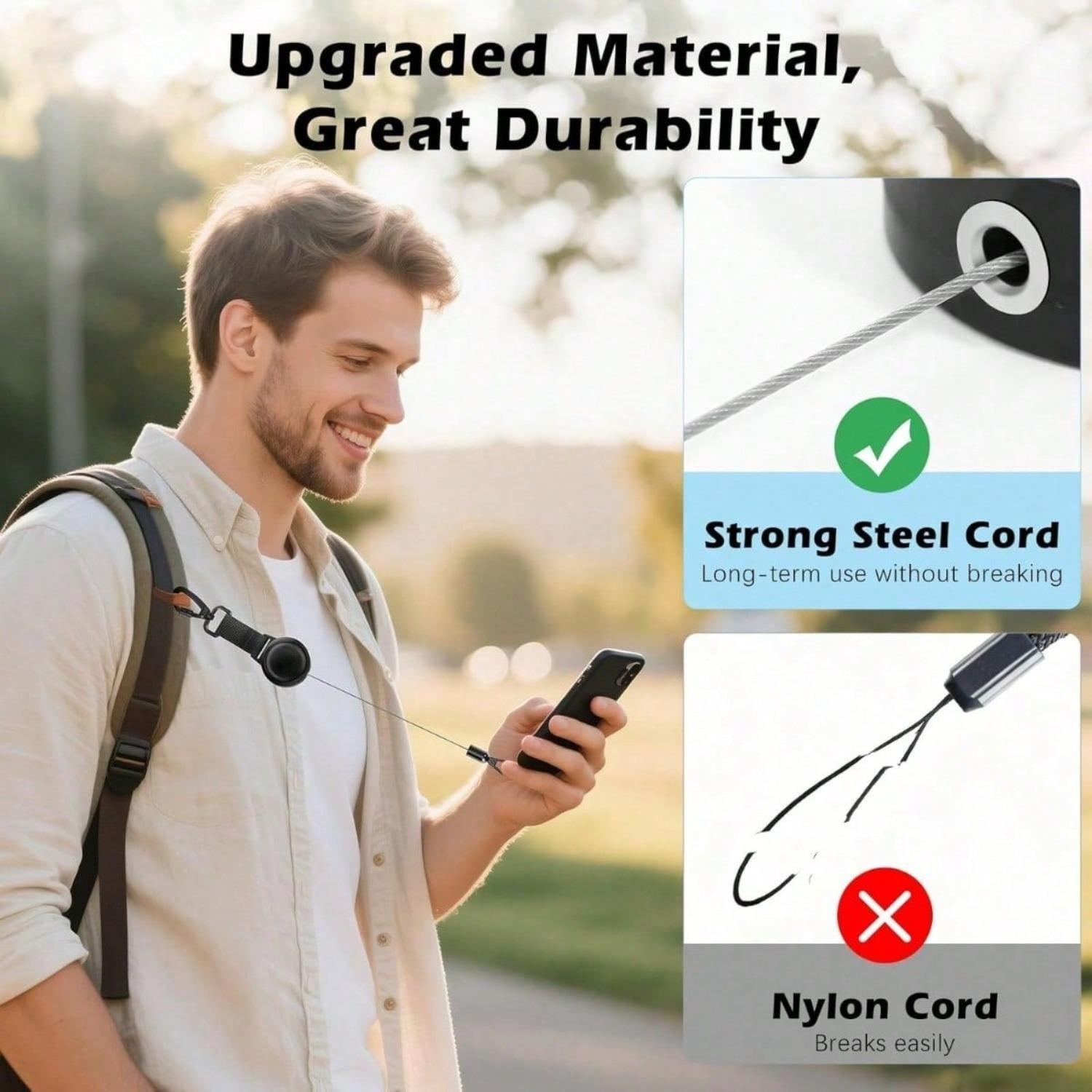 Black Alloy Anti-Theft Phone Tether, Phone Lanyard Retractable Steel Line Cellphone Strap With Locking Carabiner And Metal 360° Tether Tab For Outdoor Skiing Hiking Climbing Fishing, Black Birthday Gift Black Alloy Anti-Theft Phone Tether, Phone Lanyard Retractable Steel Line Cellphone Strap With Locking Carabiner And Metal 360° Tether Tab For Outdoor Skiing Hiking Climbing Fishing, Black Birthday Gift