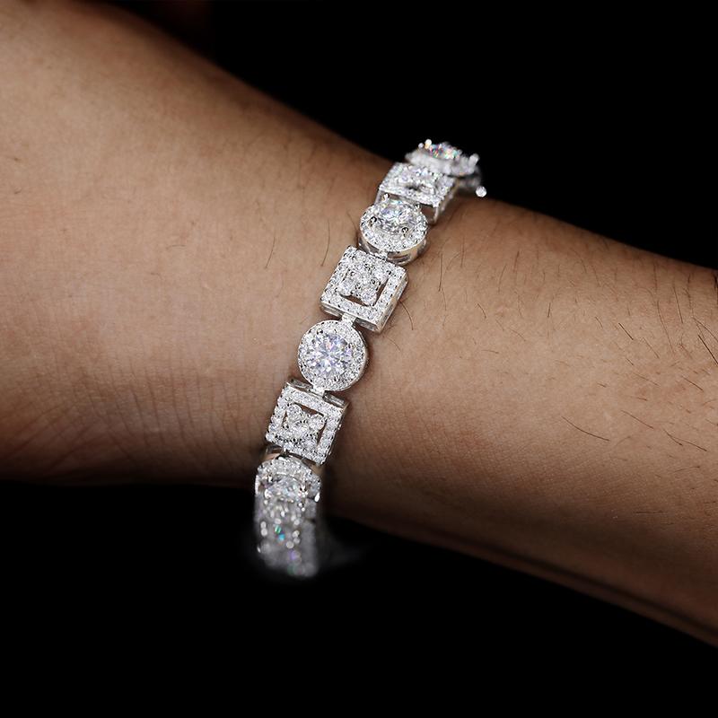 【#BS9250108】8mm 18K Gold-Plated Bracelet with Lab-Grown Moissanite Sparkling Chain Bracelet 100% 925 Sterling Silver