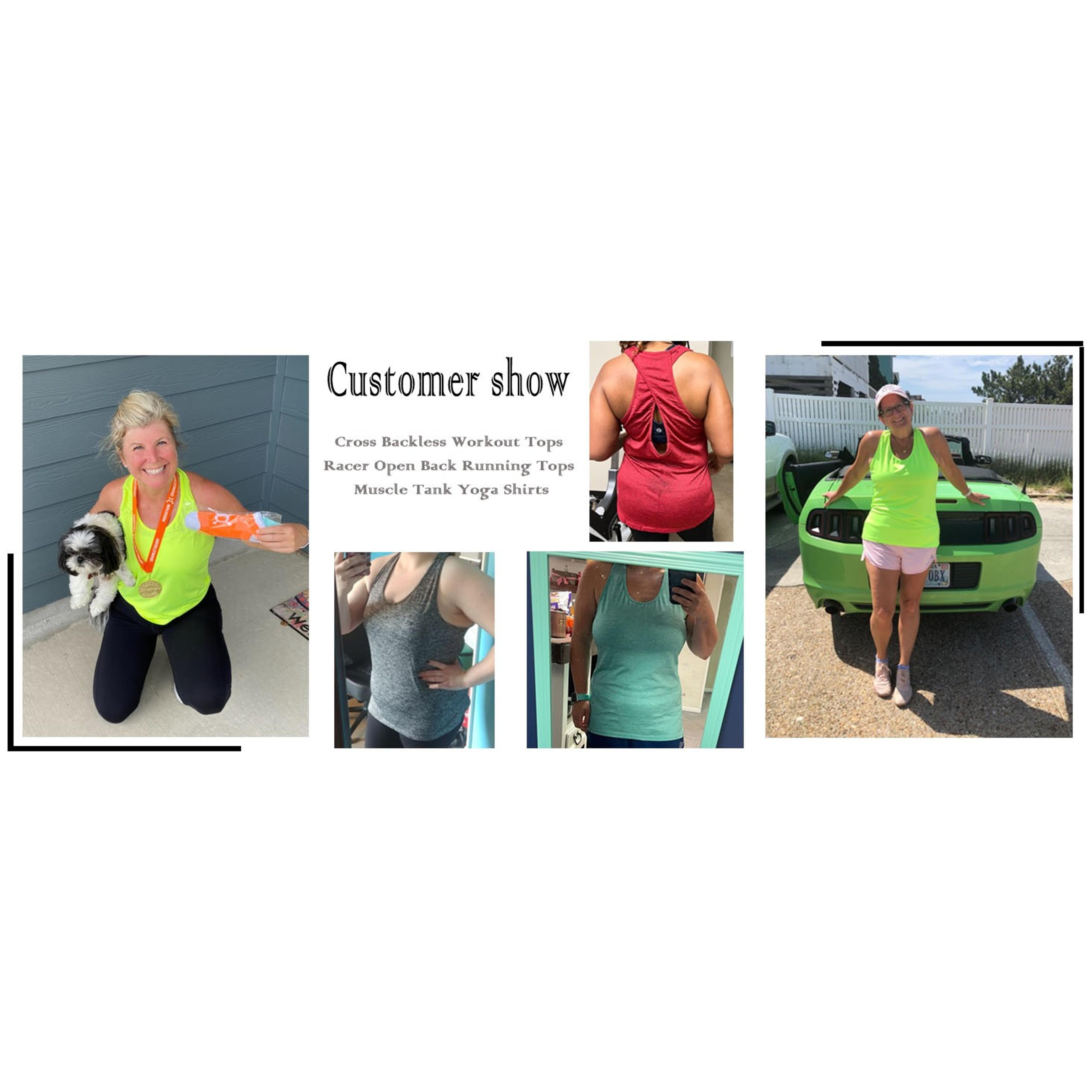 Women's Cross Backless Workout Racerback Tank Top Open Back Running Muscle Yoga ShirtGift