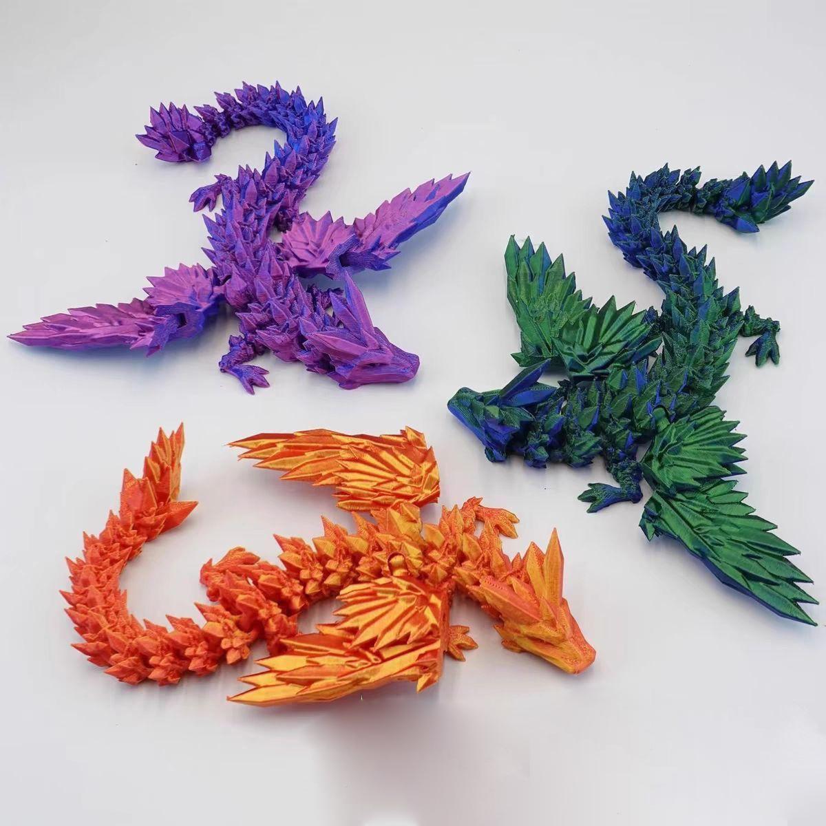 2-Piece Winged Flying Dragon Decorations, 3D Printed Pla Material, Vibrant Colors, Perfect for Christmas & Easter Festive Displays