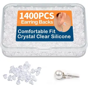 1400PCS Small Silicone Earring Backs 3.8mm Soft & Invisible Clear Rubber Earring Back Replacement for Studs Hoops & Hooks with Storage Box