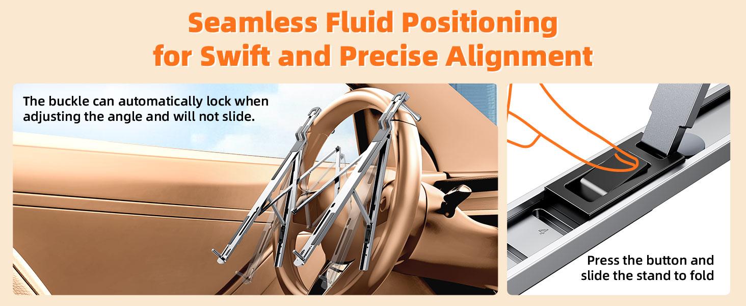 OATSBASF Car Laptop Mount Steering Wheel Tray Holder, Height Adjustable Car Desk for Laptop Computer Tablet, Foldable Portable Lap Laptop Stand for Car Vehicle Workstation Accessories Truck SUV Tesla