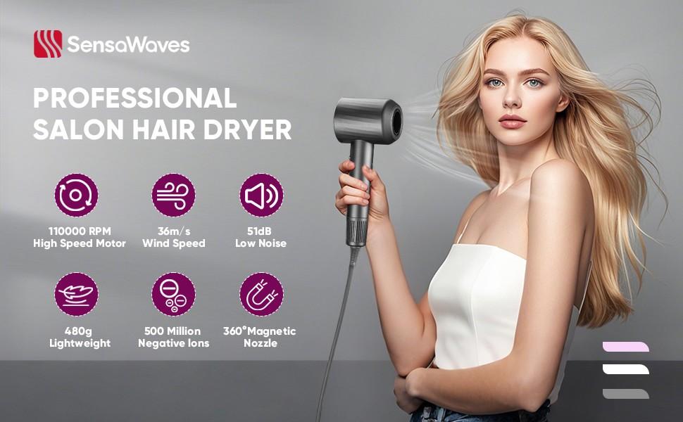 High Speed Hair Blow Dryer, Hair Dryer with Magnetic Attachments, Negative Ion, Fast Drying, Low Noise, 3 Modes-Control, Diffuser Curly Fathersdaygifts High Speed Hair Blow Dryer, Hair Dryer with Magnetic Attachments, Negative Ion, Fast Drying, Low Noise, 3 Modes-Control, Diffuser Curly Fathersdaygifts
