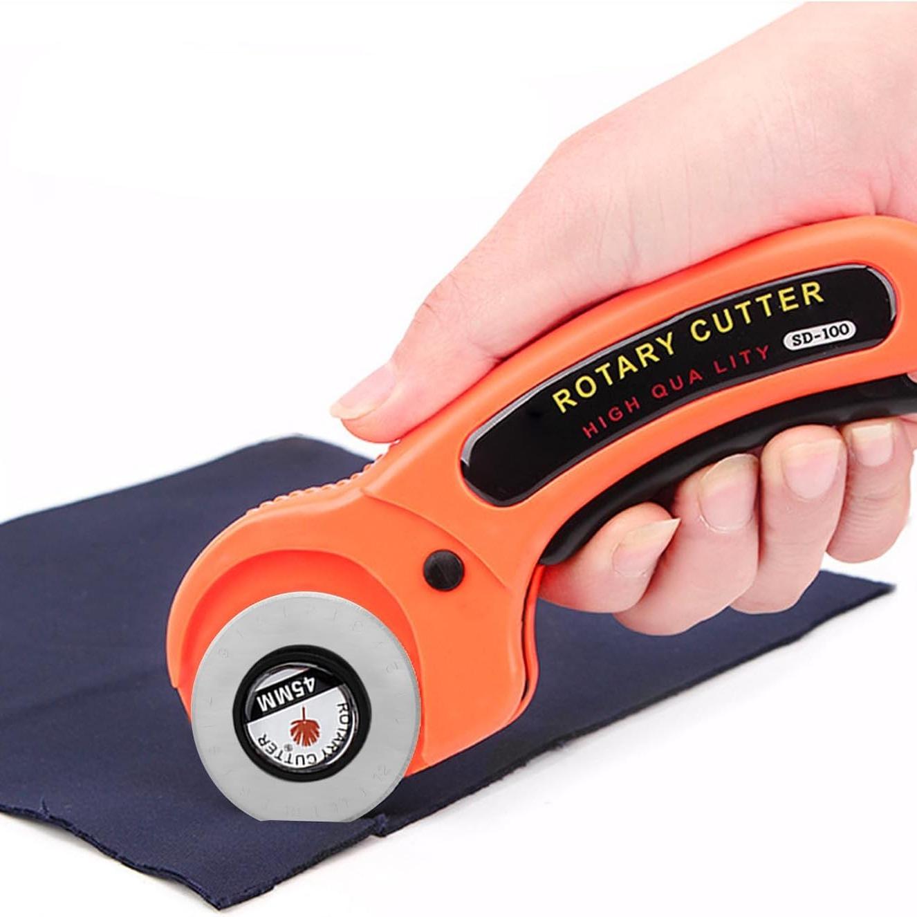 Patchwork Rolling Knife, 45mm Leather Cutting Blade with Replacement Blades, Rubber Ring Cutting Blade Handle Roller