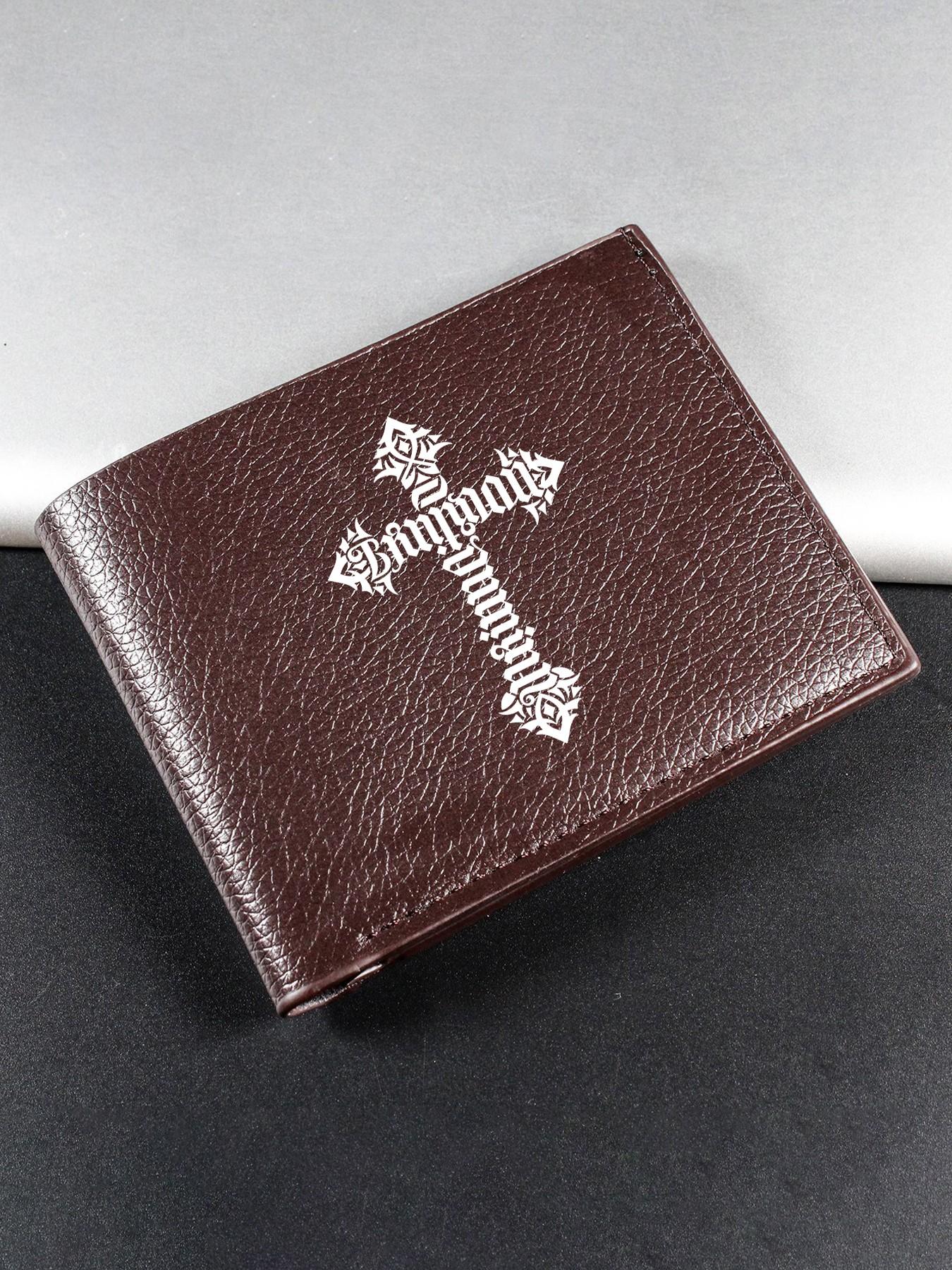 Christian Gothic Cross Men's Wallet, Large Capacity, Multiple Card Slots, Perfect Gift for Spring, Anniversary, Valentine's Day, Travel Essential