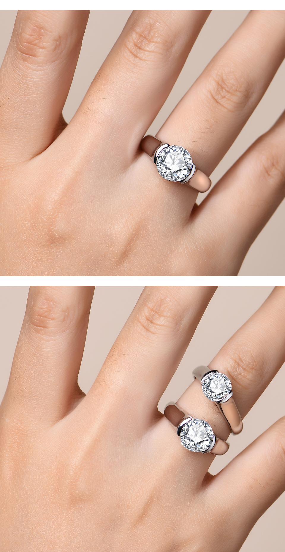 Classic Ronud Cut 3.0ct-2.0ct Synthetic Moissanite Ring for Women 925 Sterling Slver Engagement Wedding Fine Jewelry Gift R113 SpringStatements