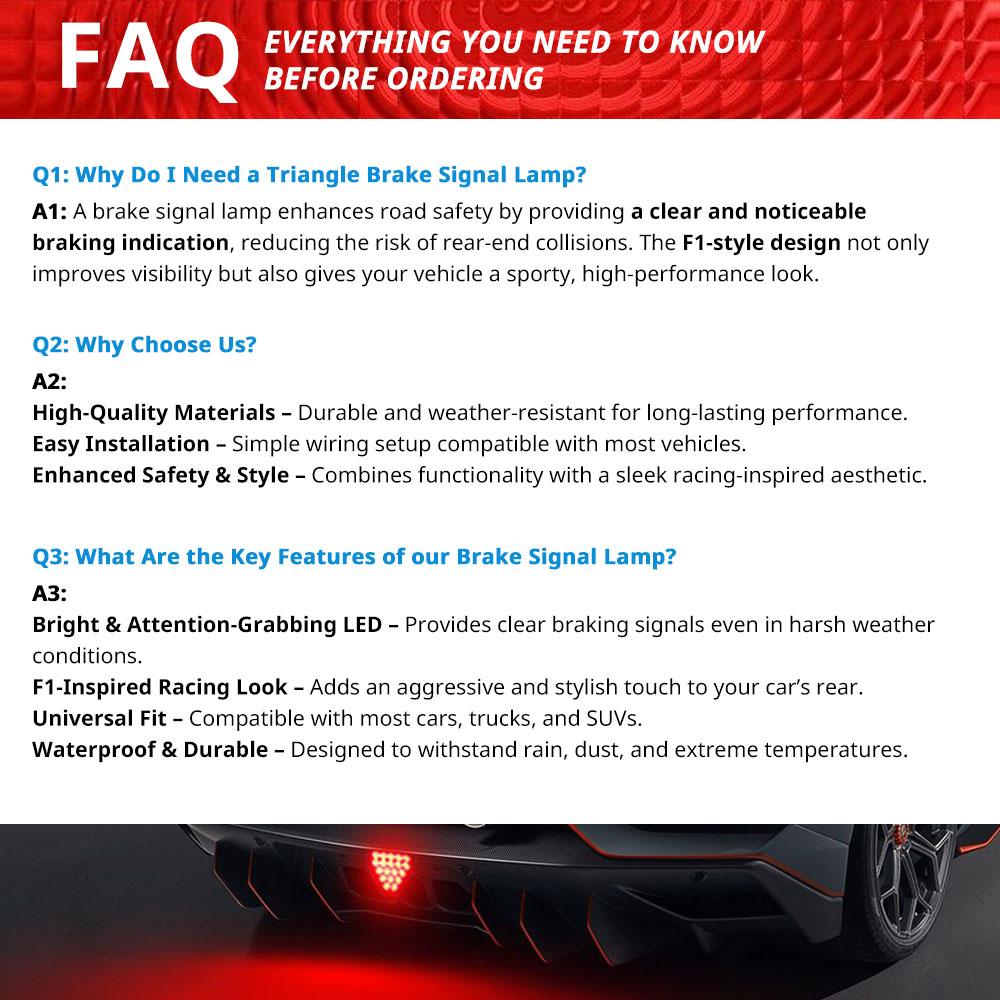 Triangle Shaped Car Rear Brake Light, Universal LED Red Warning Strobe Stop Safety Lamp for Motorcycle ATV Truck SUV, DRL Fog Rear Tail Third Brake Light, Car Lighting Accessories