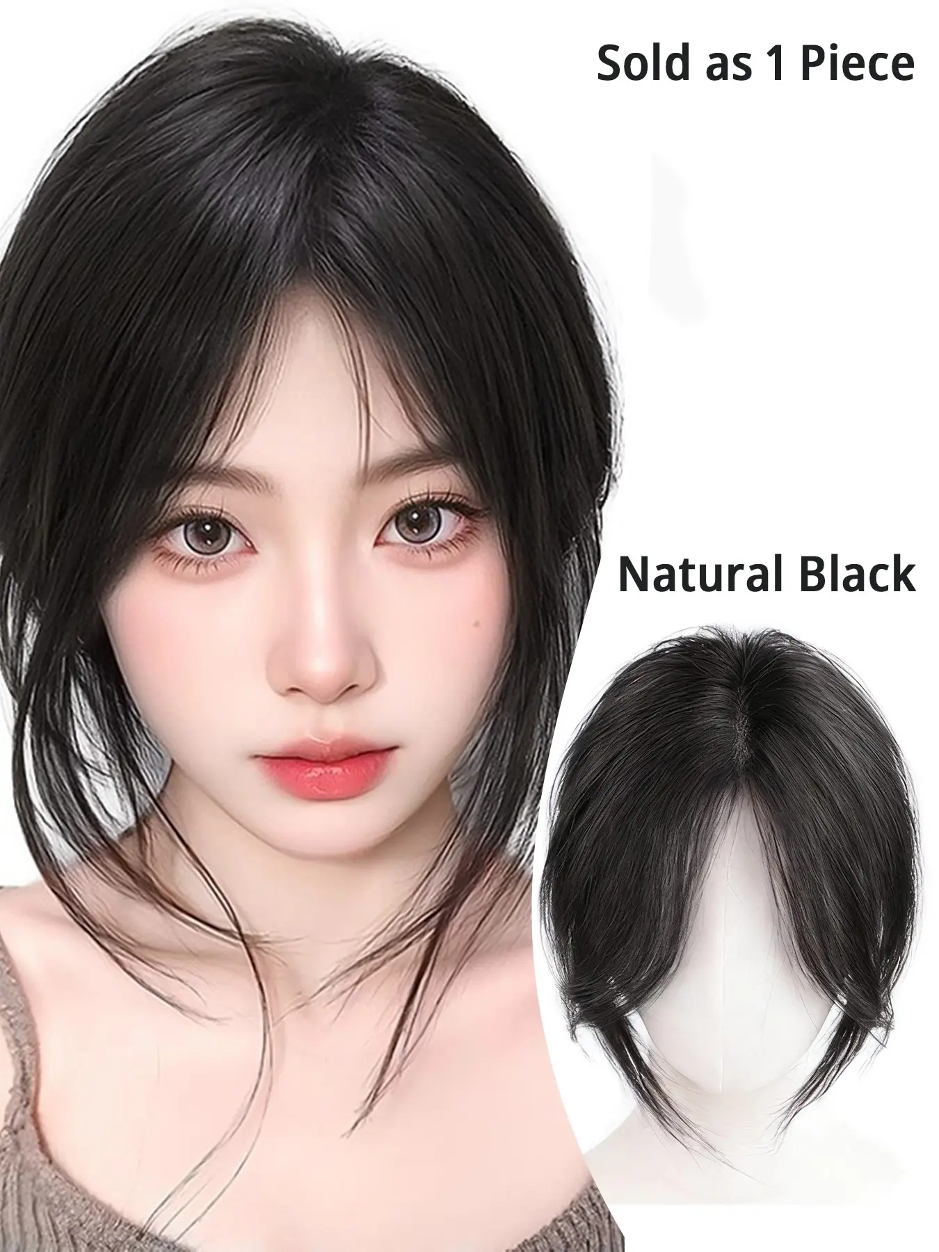 Women's Synthetic Bangs Hairpiece Clip-On Bangs Hair Extension, Clip On Hairpieces, Natural, Voluminous, Hairpiece Adds Hair Volume 3D Side-Swept Lift Reshapes Center-Parted Bangs Daily Hair Accessory Easy to Use