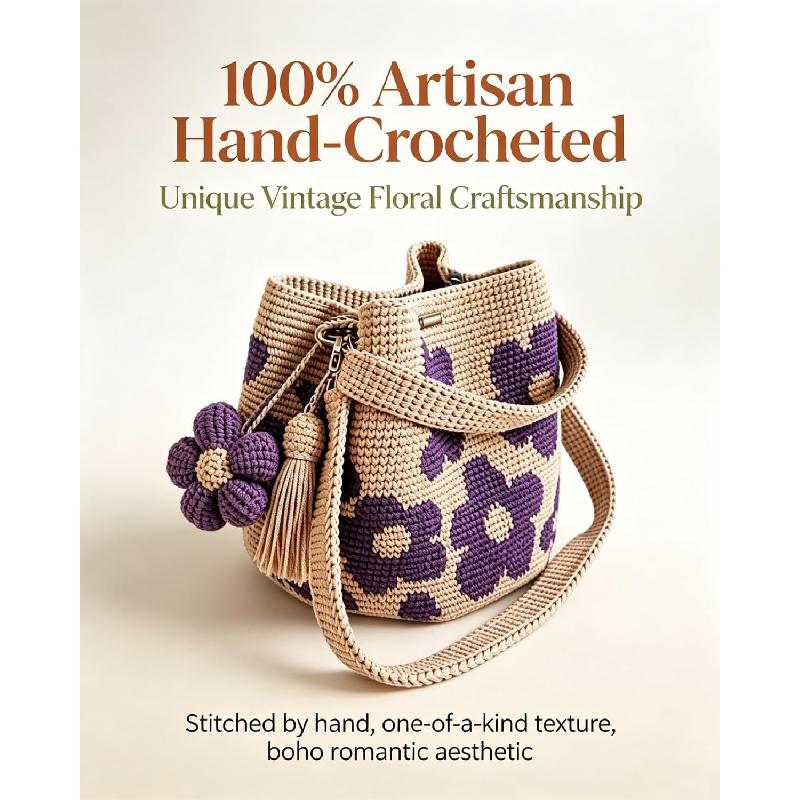 Handmade Crochet Flower Bucket Bag, Women's Mesh Knit Shoulder Bag, Cute Floral and Fringe Decor, Large Capacity, Fashionable, All Seasons, Hand Crocheted Bag Handmade Crochet Flower Bucket Bag, Women's Mesh Knit Shoulder Bag, Cute Floral and Fringe Decor, Large Capacity, Fashionable, All Seasons, Hand Crocheted Bag