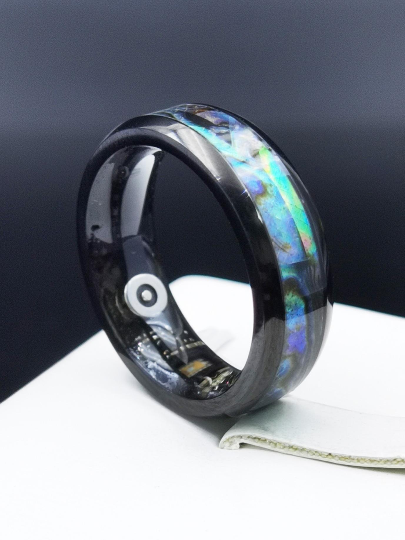 Colorful Abalone Shell Smart Ring, Step Counter Fitness Tracker, Sleep Monitor, Rechargeable USB, Wireless, Battery-Powered