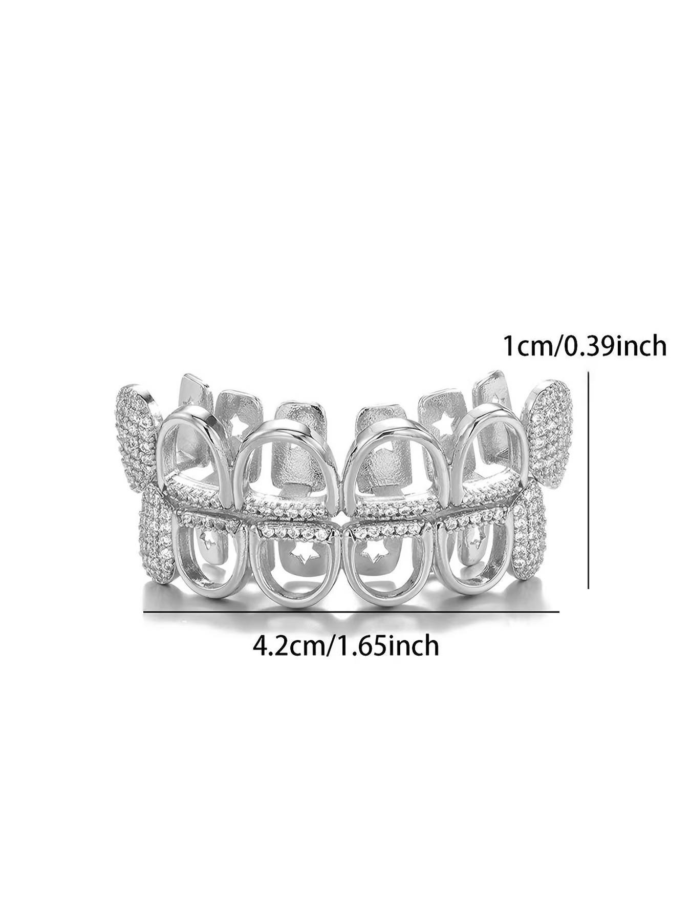 1/2 Set 6 Hollow Micro Inlaid Porcelain Teeth, Hiphop Style Unisex Dental Jewelry, Unique Punk Oral Accessories