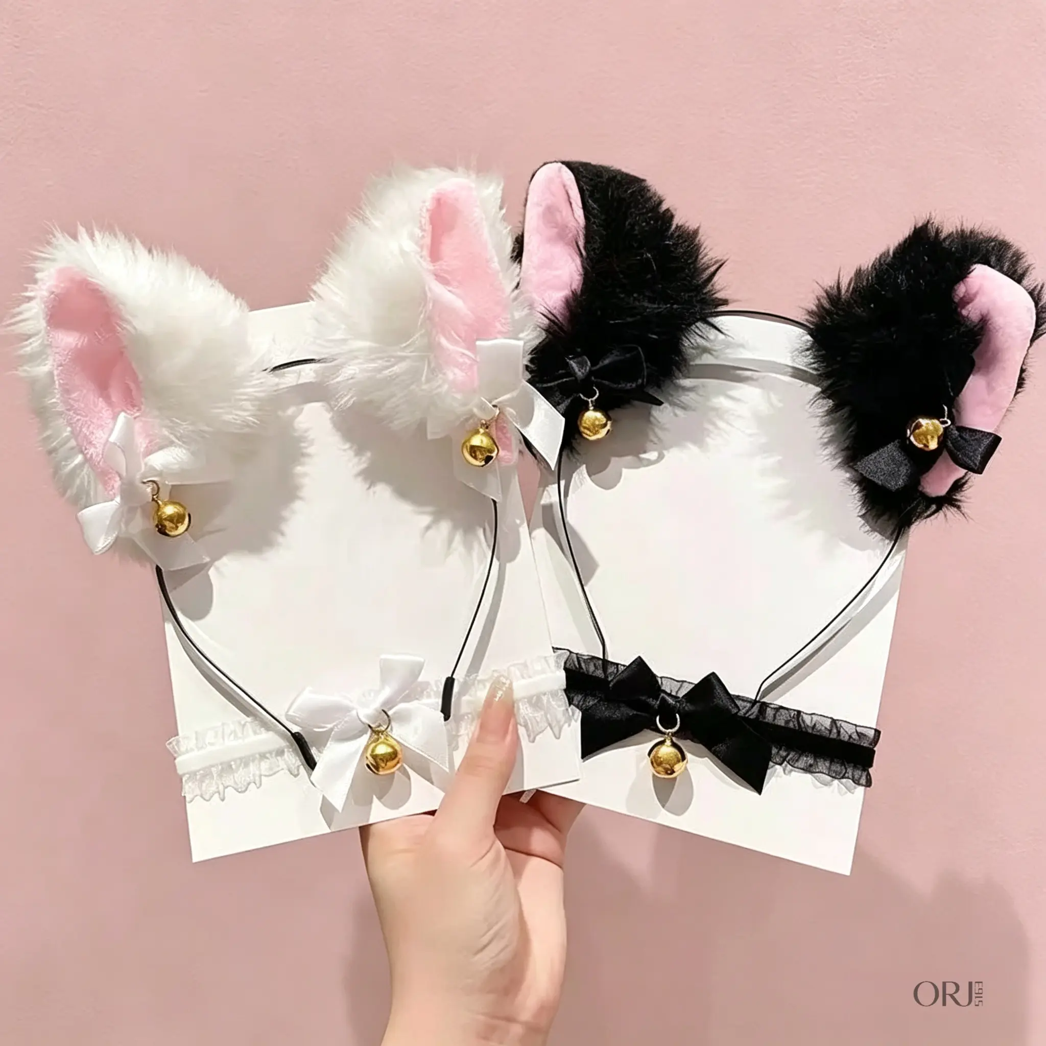 Coquette Kawaii Goth Cat Ear Maid Headband & Hair Clips, Bow Bell Decor Animal Ear Hair Accessories for Women, Cosplay for Halloween Party & Daily Styling