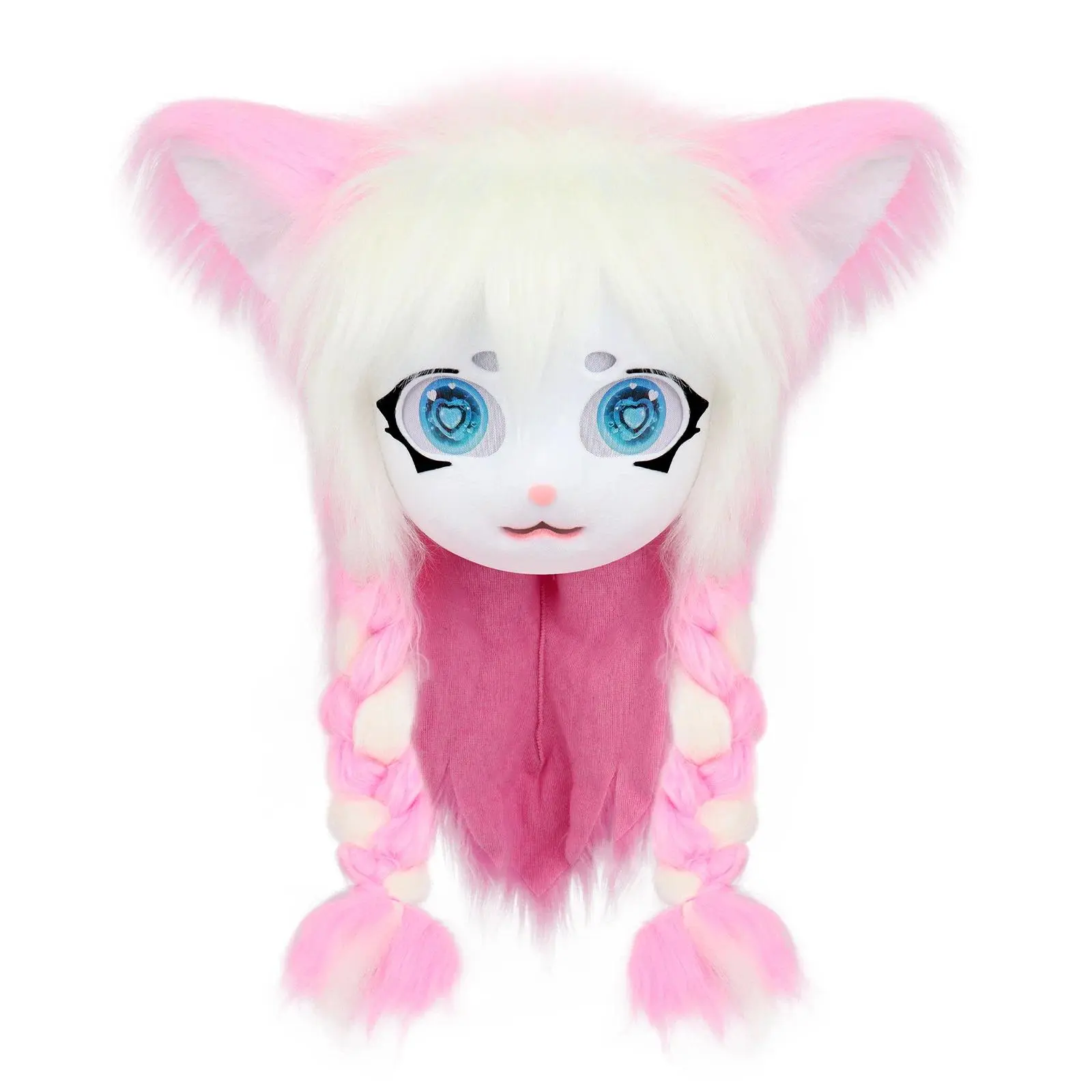 Fluffy Kig Animal Clothing Mask Headgear Furuikong Cute Braided Doll Cat Ear Cos Plush Beast Head Performance Props Kids Gift