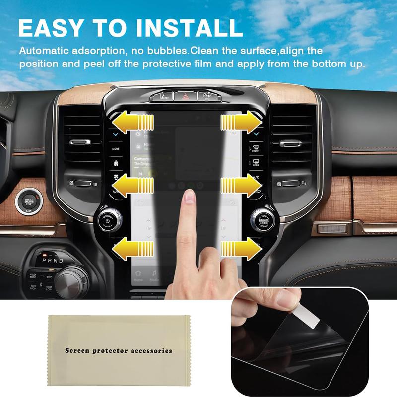 Canvcle 2 Pack 12-Inch Tempered Glass Screen Protector for 2019-2025 Dodge Ram 1500 2500 3500 TRX Rebel Laramie Limited Uconnect Accessories, Anti-Scratch Anti Glare Touchscreen Cover