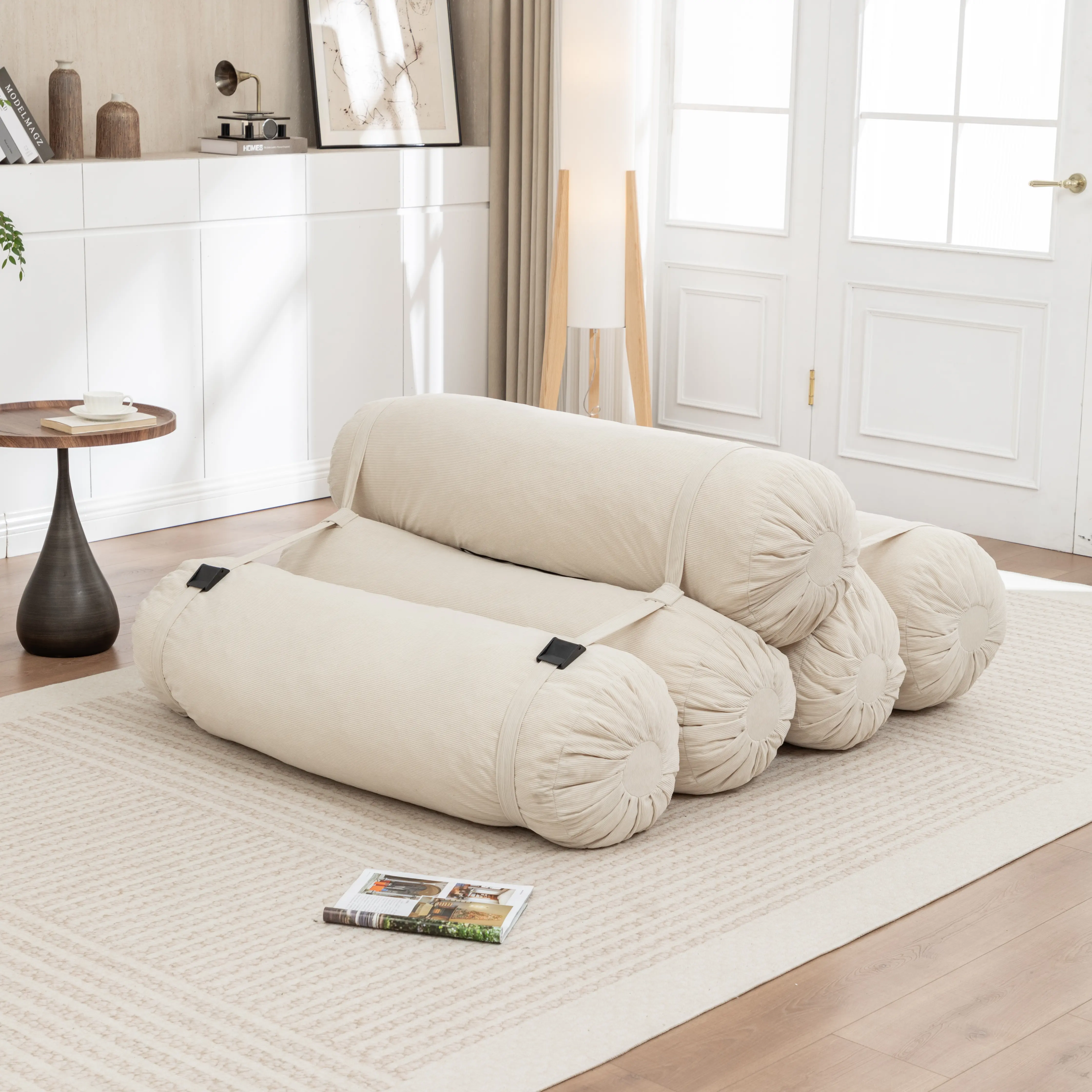 Nokaa Adjustable Floor Sofa Corduroy Lazy Sofa with Adjustable Straps for Versatile Configurations Multi-Person Leisure Chair for Living Room Bedroom and More, Living Room Furniture for Apartment, Lounge, Family Room, Office and Home Seating