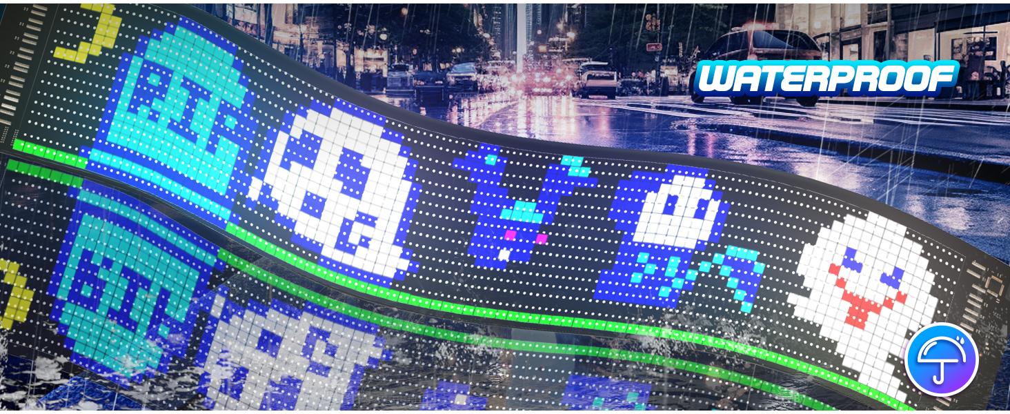 LED RGB Matrix Pixel Screen, 1 Count Scrolling Bright Advertising LED Sign, Flexible USB Powered 5V Bluetooth-compatible LED Light Car Sign with APP Control, Decorative LED Lamp Waterproof Text Colorful Lighting Portable Animations