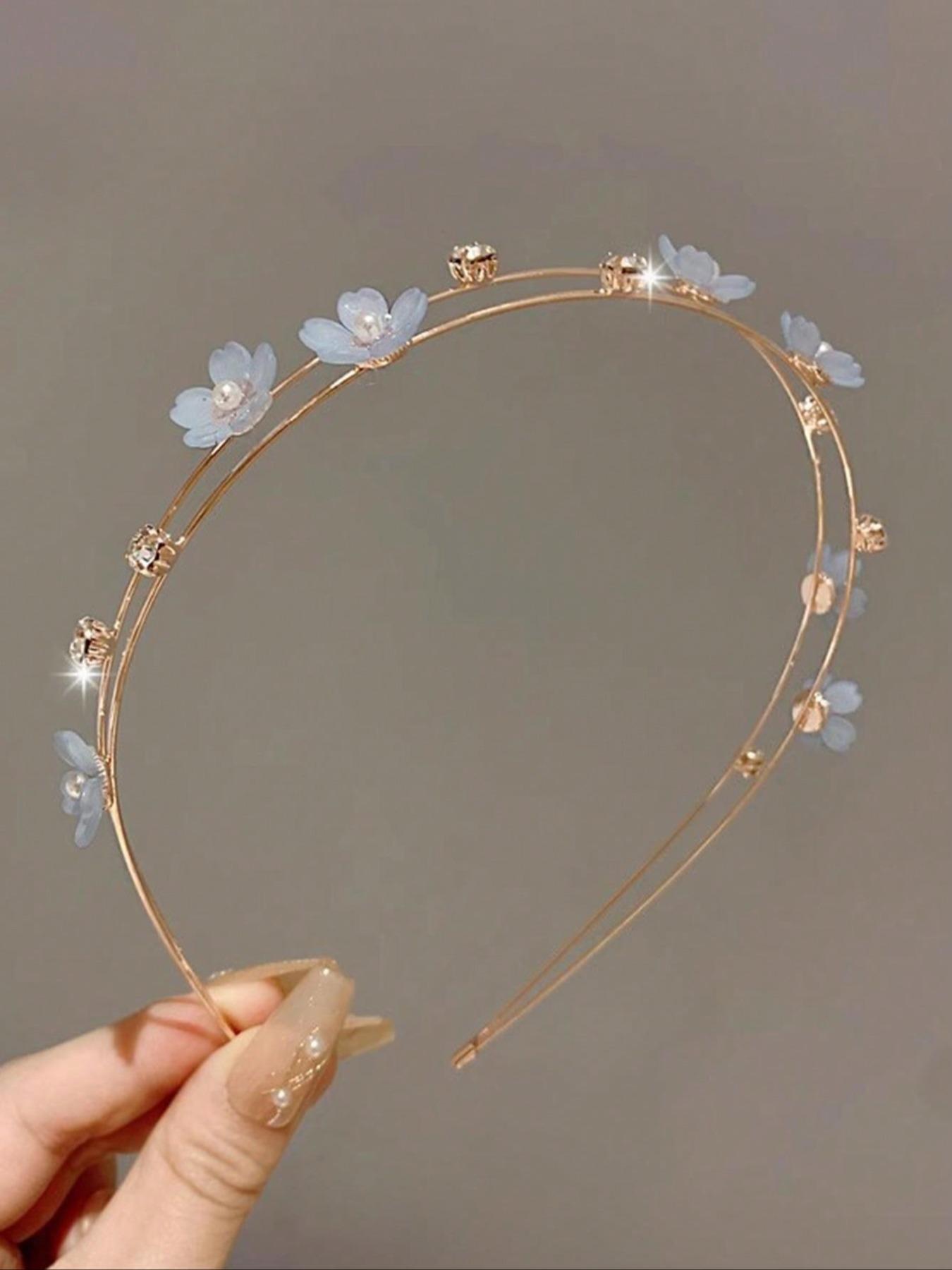 Flower Decor Headband, Elegant Hair Hoop for Wedding Bridal Party Formal Occasions, Fashion Hair Accessories for Women & Girls, Jasmine Princess Crown