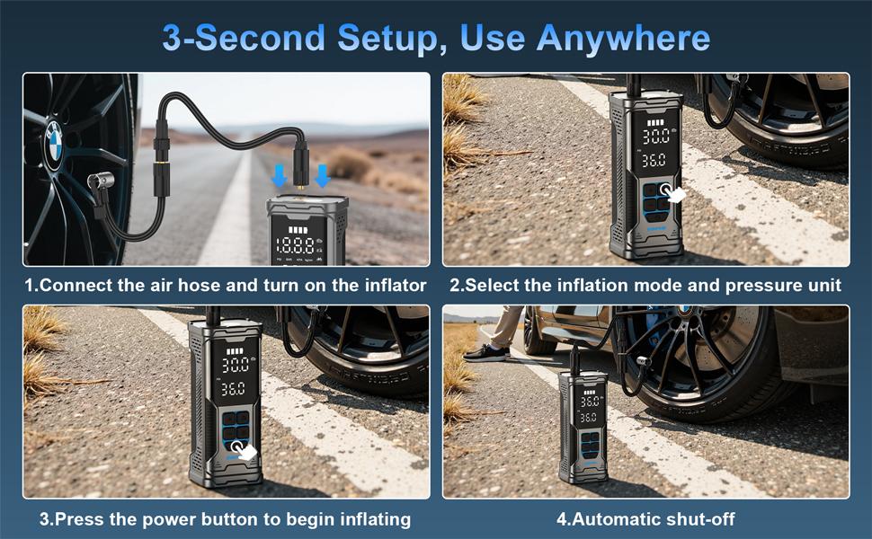 180PSI Portable Air Compressor, Cordless Tire Inflator, Air Pump for Car Tires with Digital Pressure Gauge, LED Light, Auto Shutoff, AVAPOW