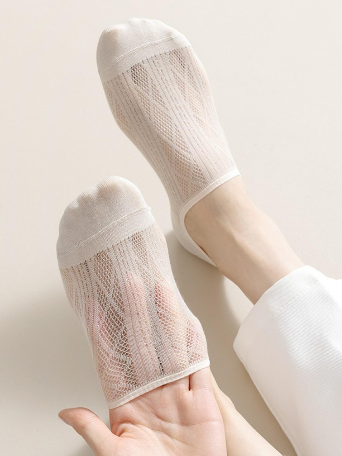 10 Pairs Women's Boat Socks, Summer Mesh Breathable Low Top Invisible Non-Slip Comfortable Casual Socks, Random Color Mix