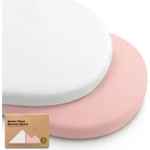 2-Pack Organic Bassinet Sheets  Girls, Boys - 100% Cotton Bassinet Mattress Sheets  with Halo Bassinest Swivel Sleeper, Graco, Baby Delight, Chicco, Unisex ted Bassinet Sheets (Rose)