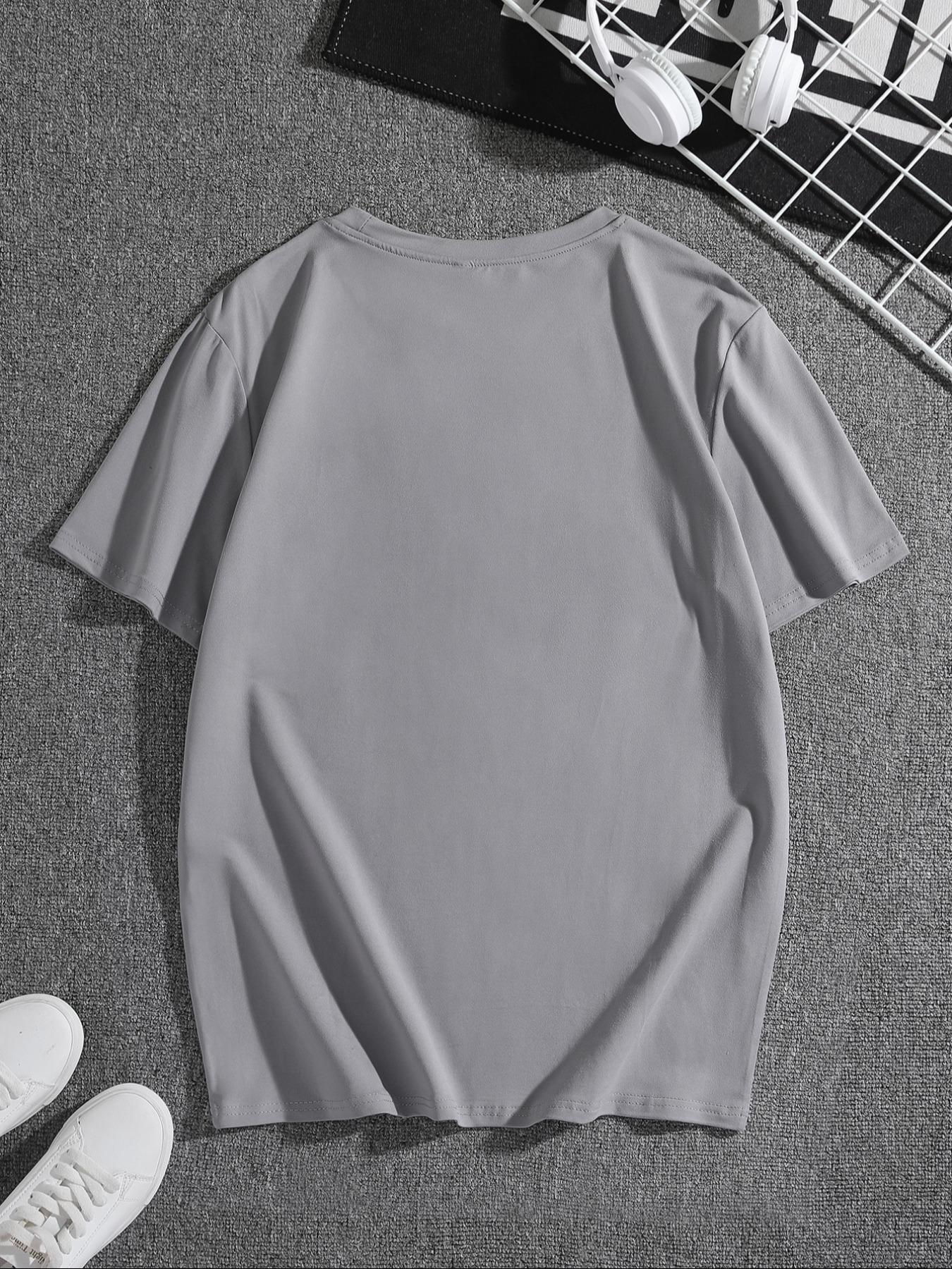 Men's Flag & Cross Print Round Neck Tee, Regular Fit Casual Short Sleeve T-Shirt for Summer, Men's Top for Daily Wear