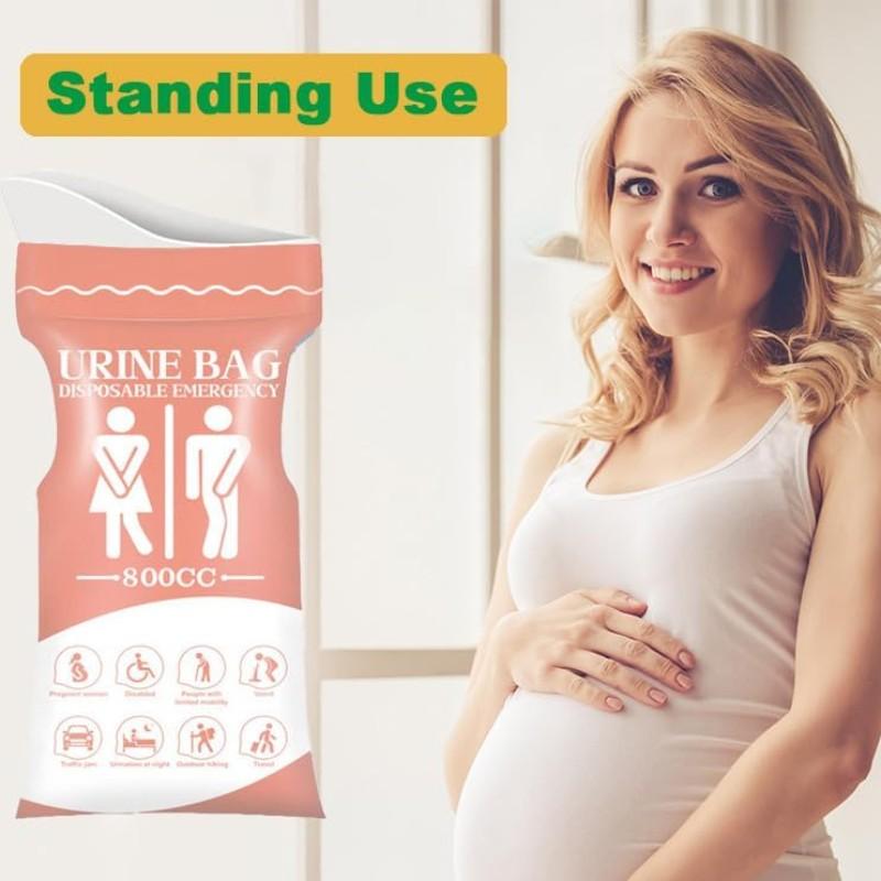 10 Pack Disposable Emergency Urinal Bags, Pink Portable Travel Urine Bags for Camping, Traffic Jam & Vomit, Unisex