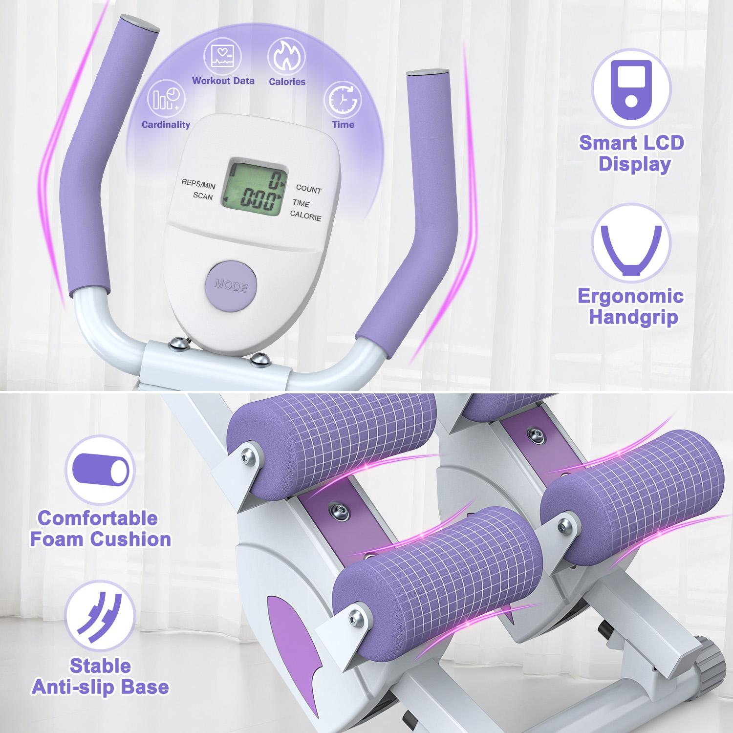 Upgraded Ab Workout Equipment 4 Levels Abdominal Machine for Home Gym, Foldable Core Trainer Machine with LCD Monitor