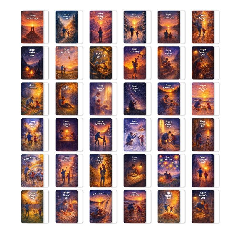 36-sheet Father's Day Card Set, Memorial Cards, Thank You Greeting Cards, Holiday Gift, Festival Postcards, Perfect for Dad