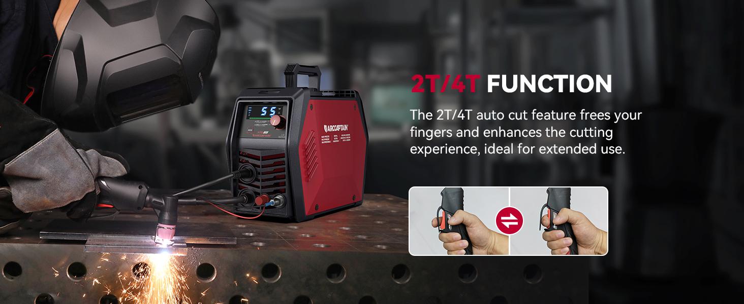 ARCCAPTAIN CUT55 Pro Plasma Cutter APP Control 55 Amp Non-Touch Pilot Arc 120V/240V Dual Voltage Large LED Display 2T/4T 3/4 Inch Cut DC Inverter IGBT High-Frequency Plasma Cutter for Stainless Steel Aluminum Iron Fabrication