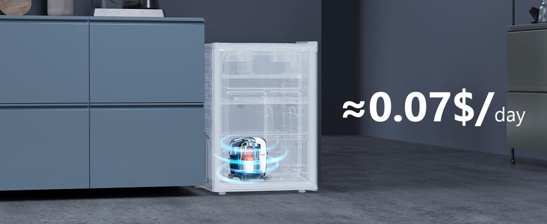 COWAR 2.6 Cu.Ft Mini Fridge with Freezer, Single Door Mini Fridge, Dorm Fridge, Adjustable Thermostat, Mini Refrigerator for Dorm, Office, Bedroom, Stainless Steel