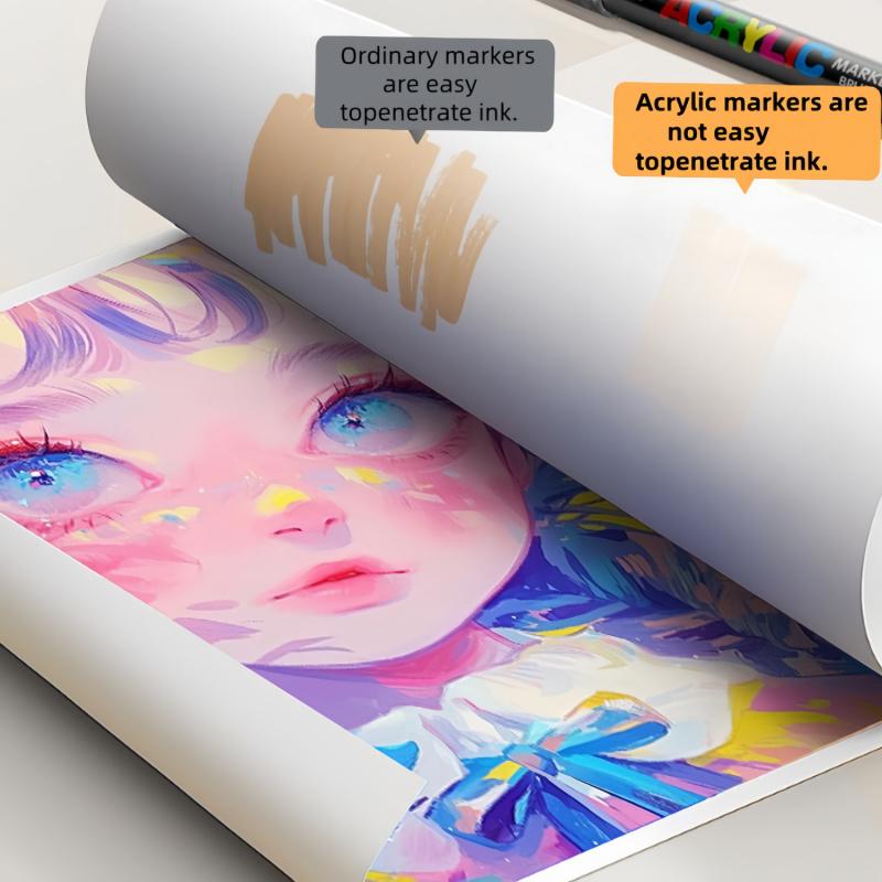 Acrylic Paint Markers Set, Acrylic Art Kit, Automatic Ink Control Soft Brush Tip Acrylic Paint Pens for Wood Rock Glass Canvas Stone Fabric Metal Ceramic DIY Art Supplies, Back to School, Halloween, Gift, Customizing my shoes/phone case, Art Color Set