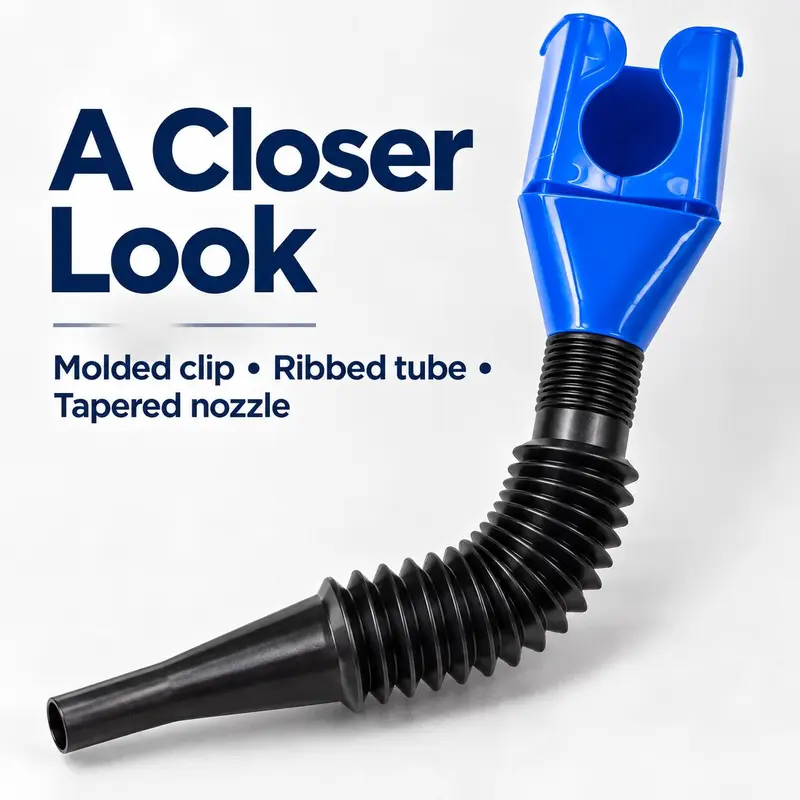 Clip-on oil funnel design and available color examples