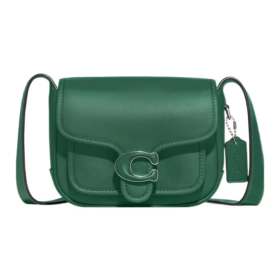 COACH Tabby 18 Solid Color Magnetic Snap Flap Crossbody Bag for Women – Glove-Tanned Leather, Small Size, Green