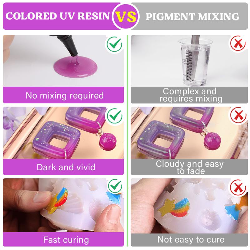 12Colors UV Resin Kit for Crafts, Jewelry Making, Decoration(20g Each), DIY Birthday Gift Crafts LET'S RESIN