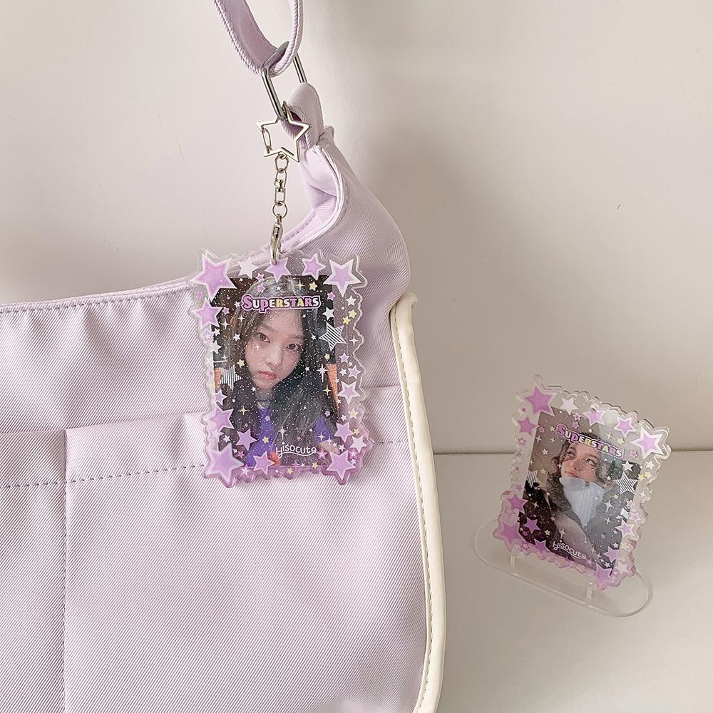 INS Style Star Photo Card Holder Photocard Case Instant Camera Photo Frame Keychain Backpack Pendant 3inch Idol Photo Holder