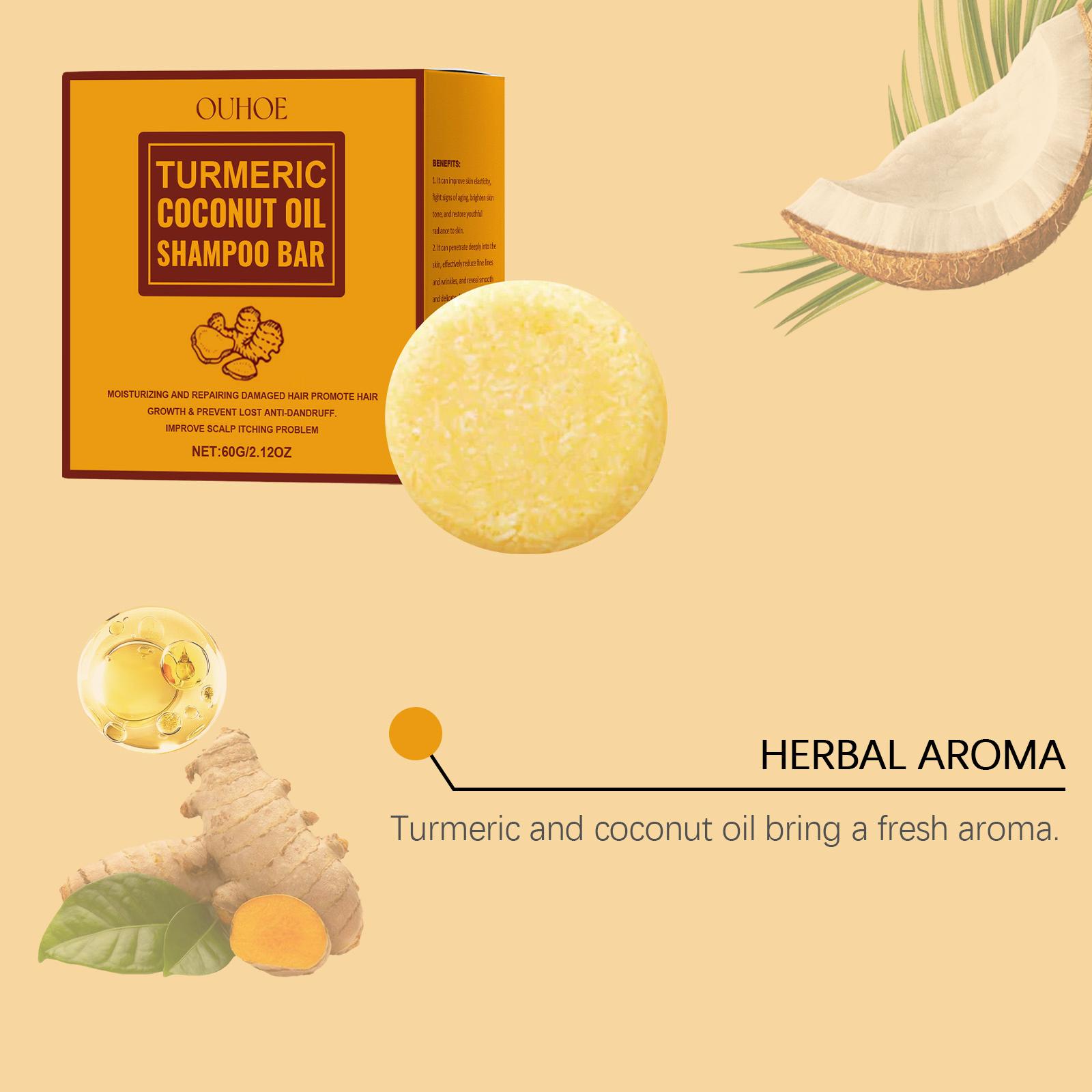 Turmeric Coconut Oil Shampoo Bar, Natural Hair Care, Moisturizing & Nourishing, Sulfate-Free Formula, Ideal for All Hair Types