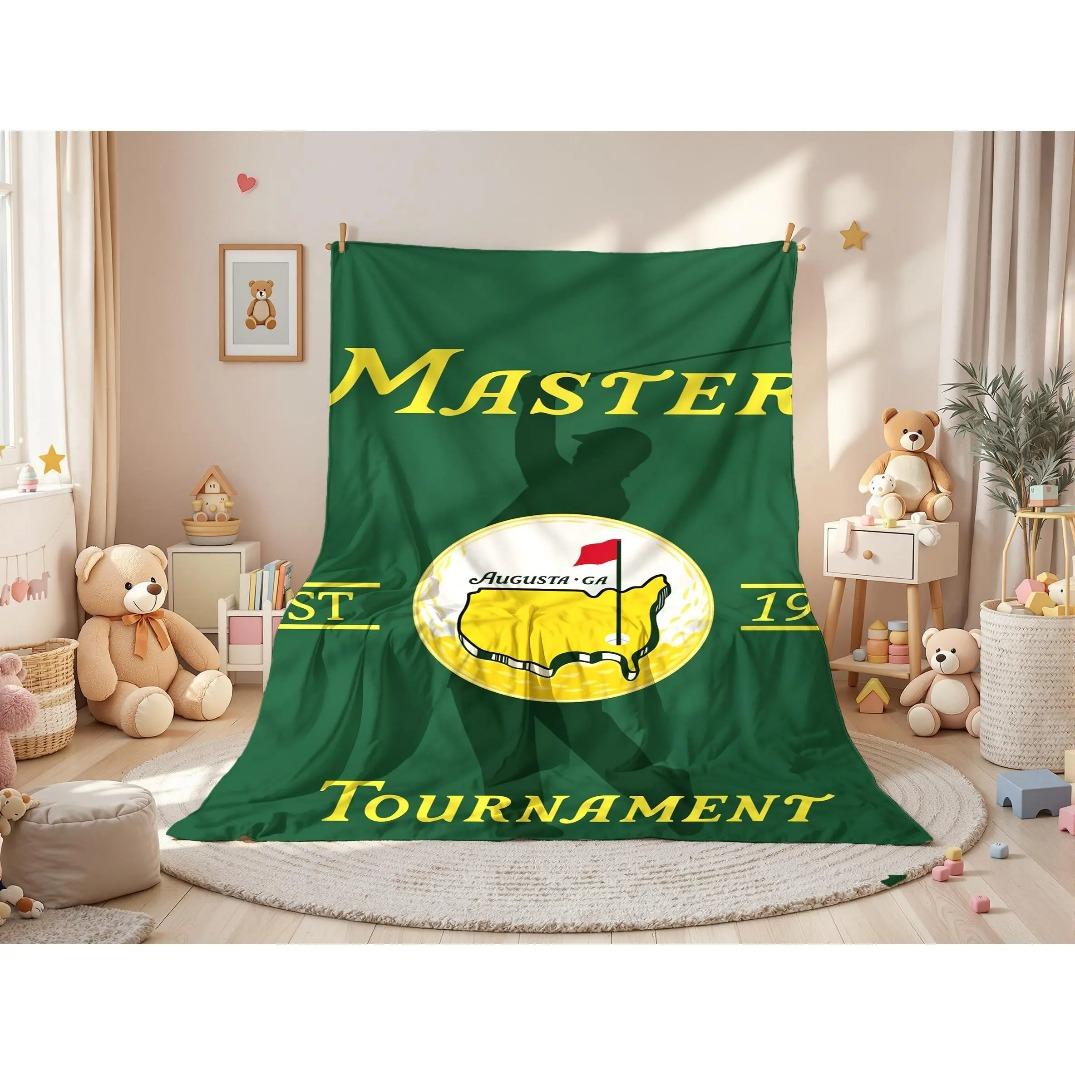 M Golf Tournament Blanket Classic Green Design Golf Course Logo & Golfer Silhouette Soft Cozy Flannel Throw Blanket for Couch Bed Office Travel Camping Sports Lover Gift for Men Women Birthday Christmas Father’s Day Trending Viral Golf Home Decor Blanket