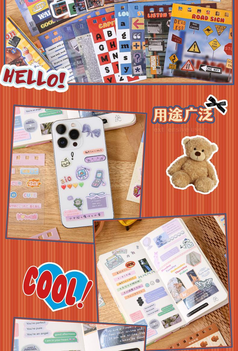 45Pcs Japanese Sticker Book DIY Journal Scrapbooking Decor Material Stickers Aesthetic Kawaii Stationery Gift