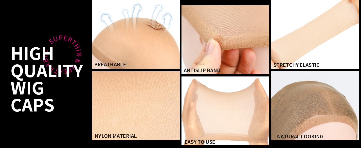 Light Brown Stocking Wig Caps Stretchy Nylon Wig Caps for Women