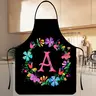 Floral Letter Print Polyester Apron, 1 Count ﻿Christmas Gift Apron,Nails Design Tool,﻿Kitchen Essential,Cooking Apron,Kitchen Aprons,Cute Apron,Apron for Women,Gift for Daughter&Mother&Wife&GF,Nail Tech