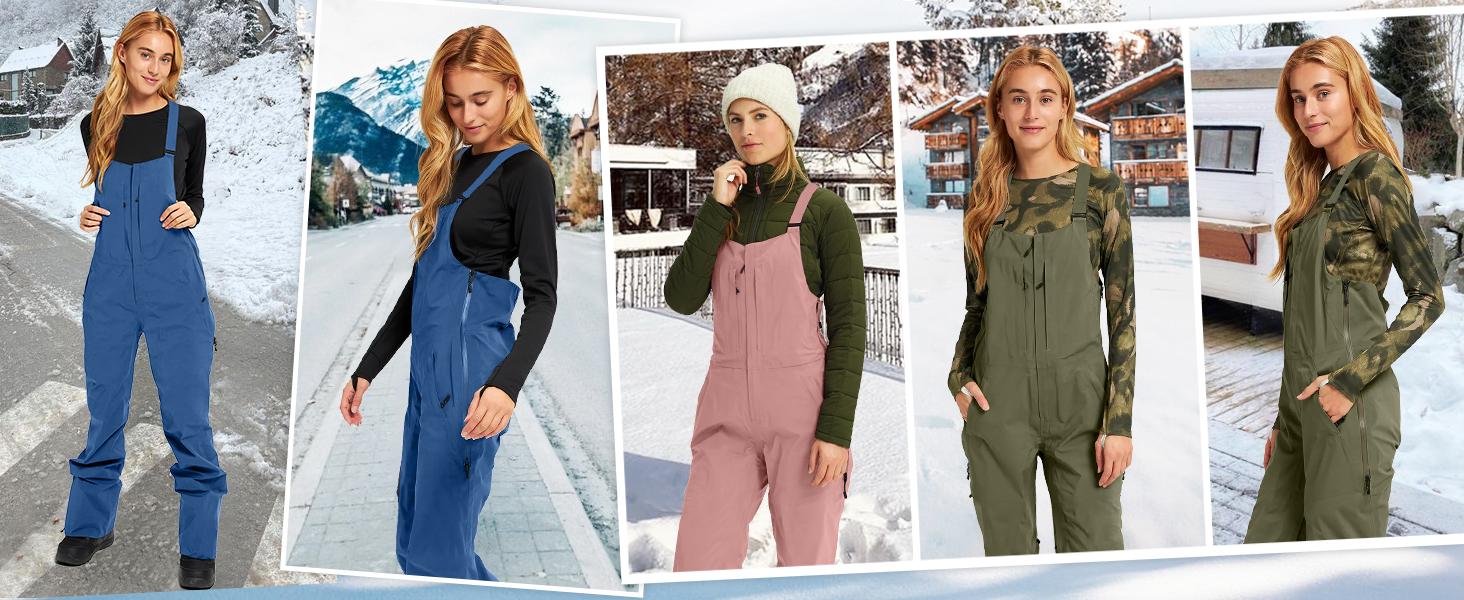 Yousify Womens Snow Bibs Insulated Waterproof Ski Bibs Overalls Winter Outdoor Snow Pants