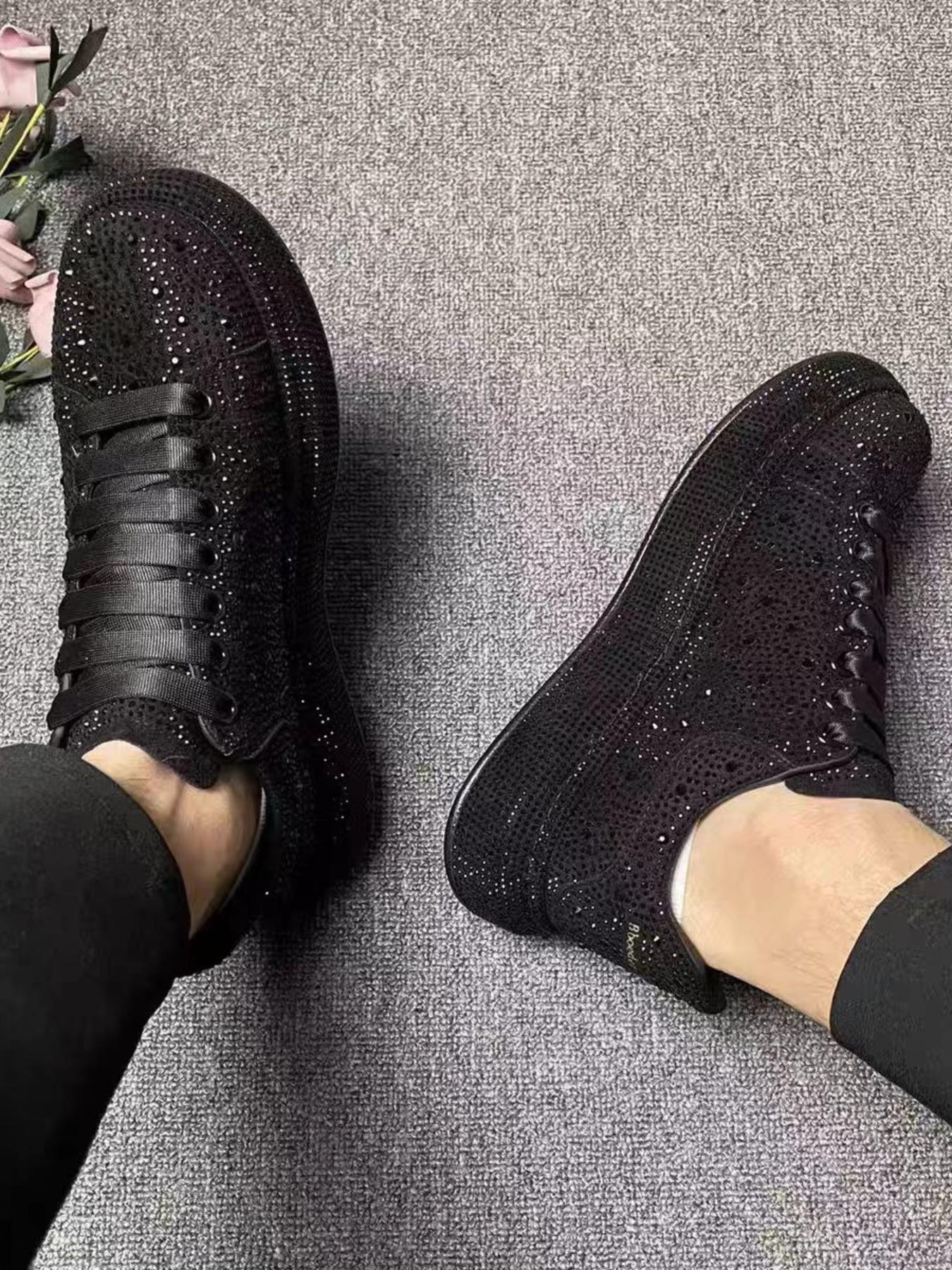 Women's Thick Sole Height Increasing Dad Shoes, Handmade Embellished Fashion Luxury Casual Women's Shoes, Unique Design Comfortable Sneakers