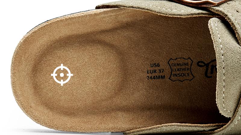 [Half Size Up!!!]Trary Women Genuine Leather Round Toe Cork Footbed Clogs Potato Shoes with Arch Support Adjustable Buckle Clogs Non-Slip Slippers Retro Fashion Walking Shoes