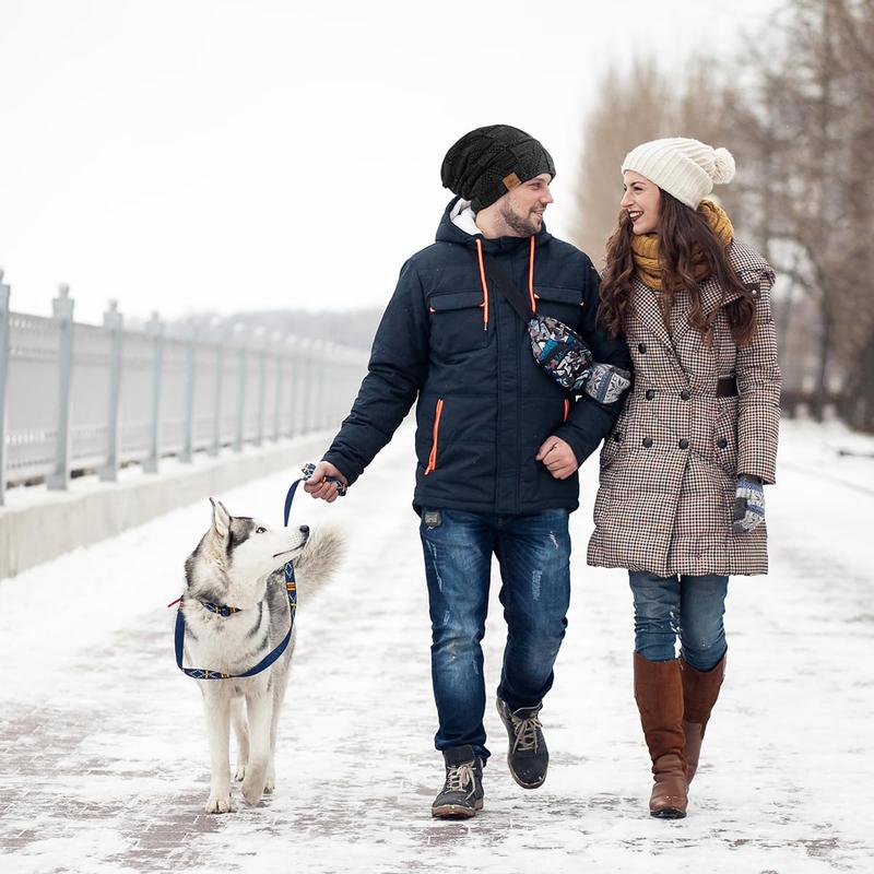 REDESS 2PC Unisex Outdoor Winter Warm Hat Sports Windproof Cold Hat Warm Thick Lined Skully Knit Hat for Men & Women