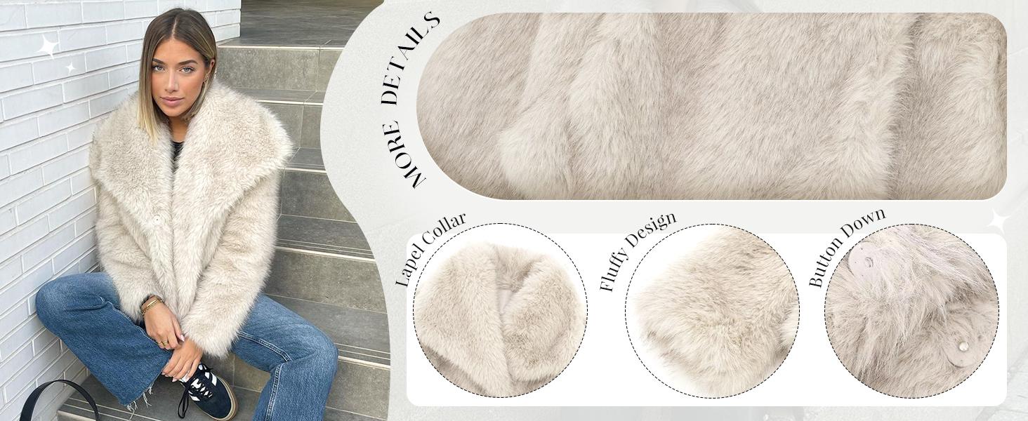 Arssm Women’s Faux Coat - Fluffy Elegant Warm Outerwear for Cold Weather or Night Out Winter Jacket Womenswear