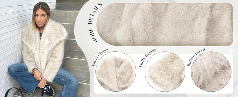 Arssm Women’s Faux Coat - Fluffy Elegant Warm Outerwear for Cold Weather or Night Out Winter Jacket Womenswear