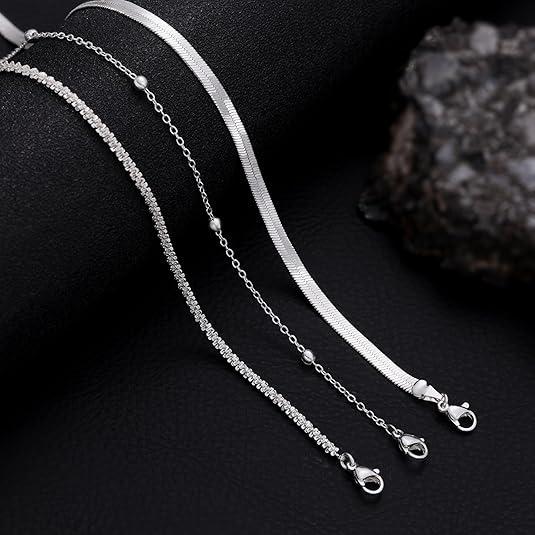 TEWIKY Dainty Layered Waterproof Anklet Adjustable Womens Anklet Set Stackable Figaro Beaded Cuban Link Anklets Beach For Women For Summer For Mother’s Day Gift Jewelry